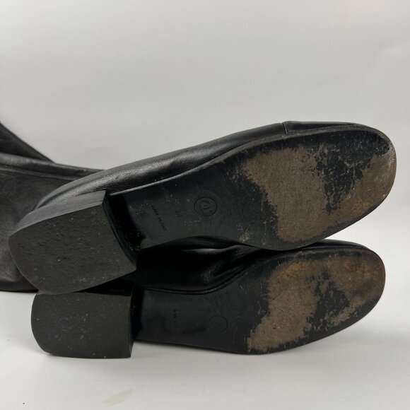 Chanel Riding Knee High Lambskin Stretch Leather Boots CC Toe Logo Size 38 8 US - Picture 4 of 12